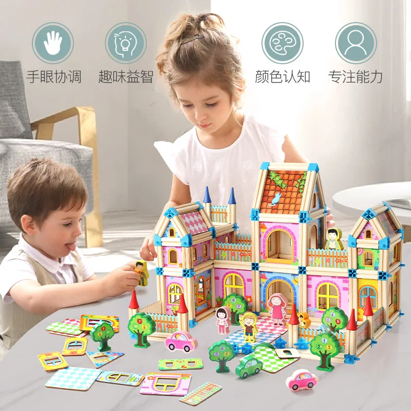 268PCS Wooden Building Blocks DIY construction Wood House Castle Bricks Sets Children Educational Wooden Blocks Toys Kids Gifts
268PCS Wooden Building Blocks DIY construction Wood House Castle Bricks Sets Children Educational Wooden Blocks Toys Kids Gifts