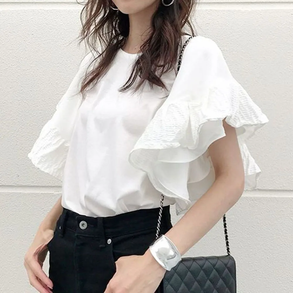 Casual White Ruffle Shirt Plain 2021 New Fashion Short Sleeve Summer Office Lady Work Tops Female Blousa Korea Japn Style Chic
Casual White Ruffle Shirt Plain 2021 New Fashion Short Sleeve Summer Office Lady Work Tops Female Blousa Korea Japn Style Chic