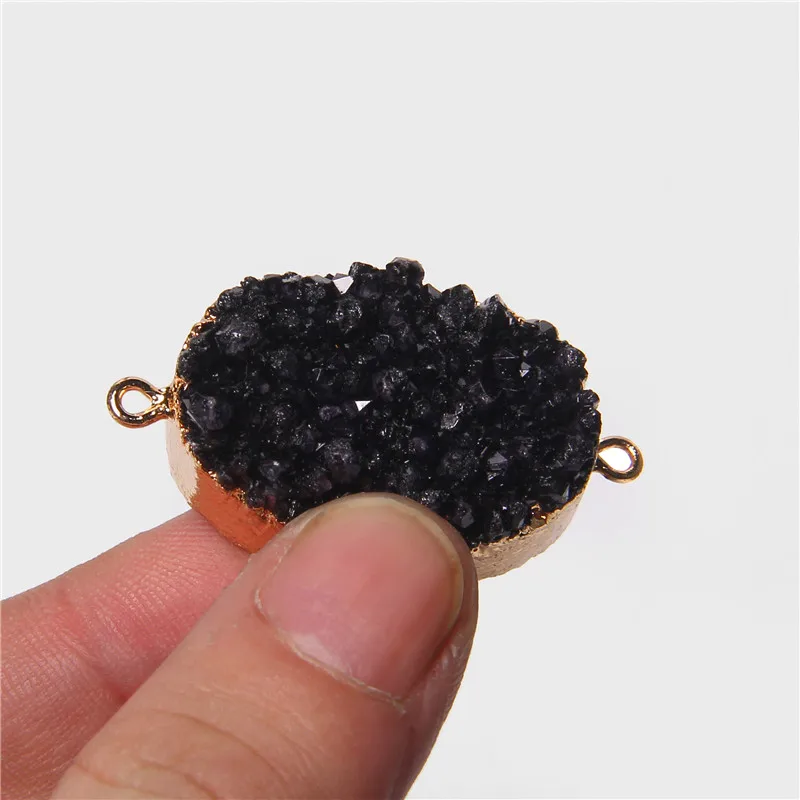 New Fashion Natural Black Druzy Agates Pendant Connectors Irregular Gold Plated Double Hole Connectors For DIY Jewelry Making
New Fashion Natural Black Druzy Agates Pendant Connectors Irregular Gold Plated Double Hole Connectors For DIY Jewelry Making