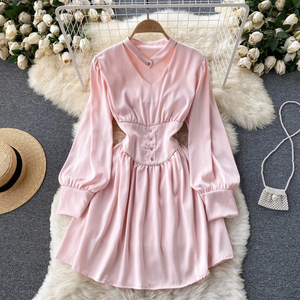 Spring Autumn High Quality Women Dress Long Sleeve A-line Mini Dress Vestido Rhinestone Decoration Slim Waist A-line Party Dress
Spring Autumn High Quality Women Dress Long Sleeve A-line Mini Dress Vestido Rhinestone Decoration Slim Waist A-line Party Dress