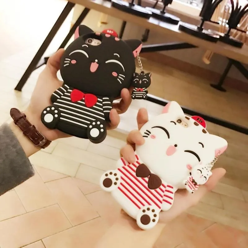 Cases For Xiaomi Mi 5X 6X 3D Soft Silicon Cute Cartoon Lucky Cat Hat Phone Accessories Cover Fundas Coque | Мобильные телефоны и