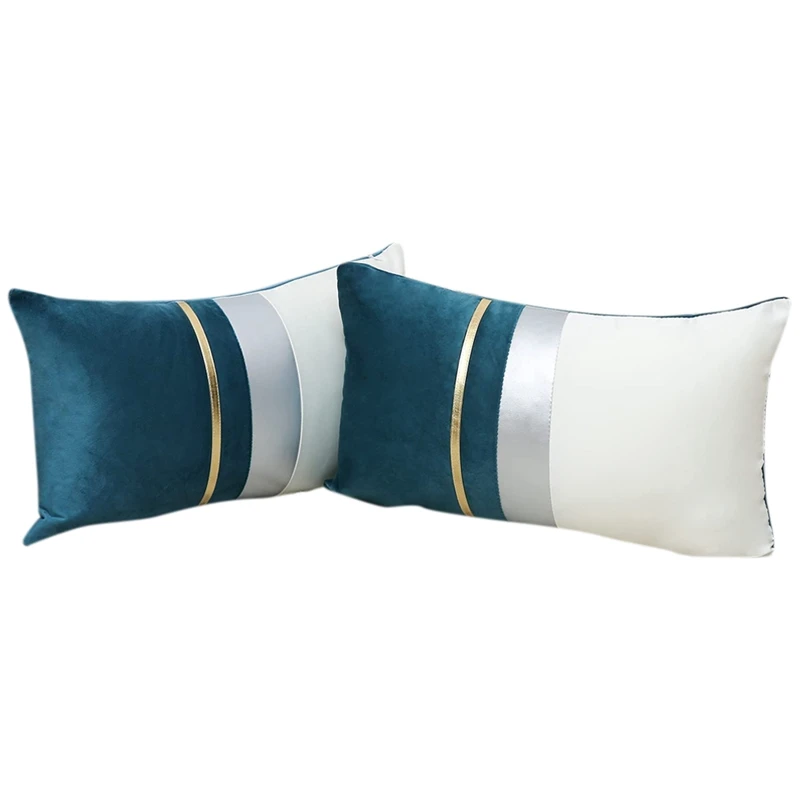 Patchwork Velvet Lumbar Pillow Cover with Gold Striped Leather Cushion for Bedroom Sofa Decoration 2PCS
Patchwork Velvet Lumbar Pillow Cover with Gold Striped Leather Cushion for Bedroom Sofa Decoration 2PCS