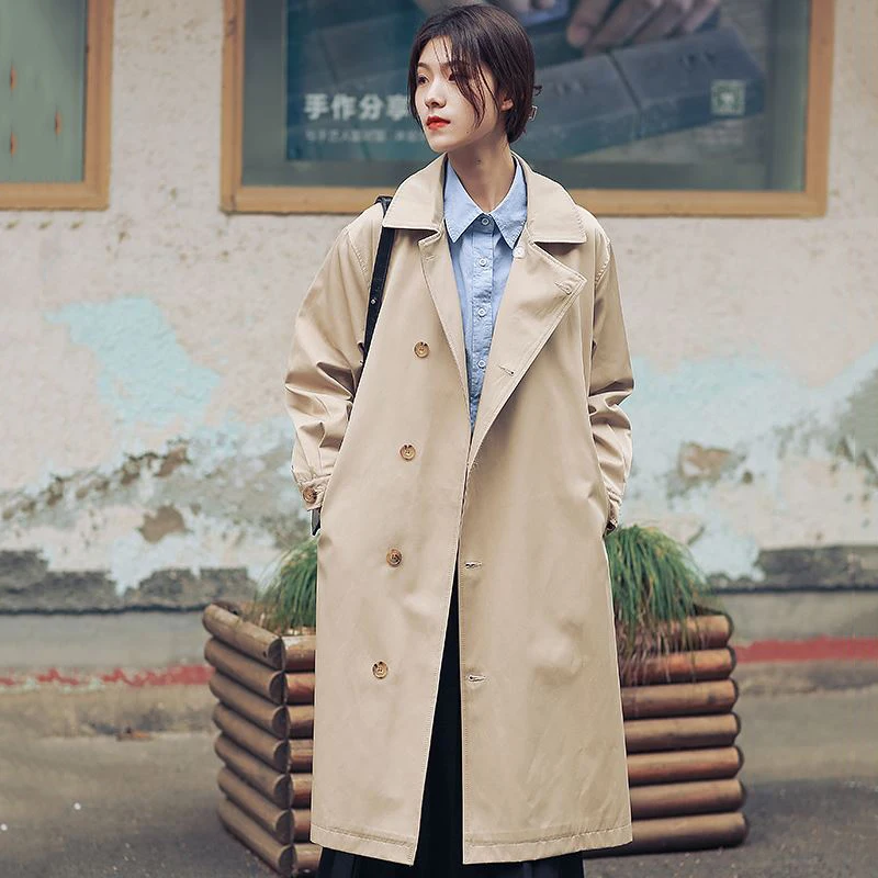 Classic Trench Coat For Women Turndown Collar Long Solid Color Fashion Ol Chic Belt Slim Fashion Windbreaker Free Size
Classic Trench Coat For Women Turndown Collar Long Solid Color Fashion Ol Chic Belt Slim Fashion Windbreaker Free Size