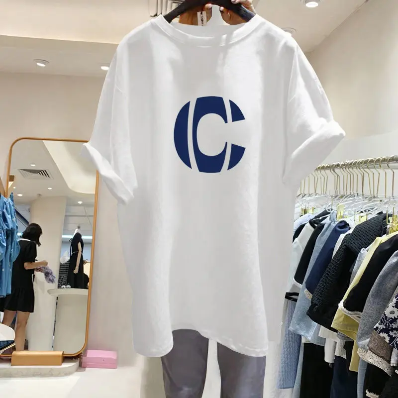 Cotton T-shirt Women's Long Summer 2021 New Loose Large Women's Letter Printed Jacket
Cotton T-shirt Women's Long Summer 2021 New Loose Large Women's Letter Printed Jacket