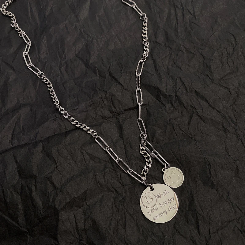 POTCET Unisex Stainless Steel Smiley Titanium Steel Necklace Pendant Geometric Fashion Hip Hop Travel Memorial Jewelry
POTCET Unisex Stainless Steel Smiley Titanium Steel Necklace Pendant Geometric Fashion Hip Hop Travel Memorial Jewelry