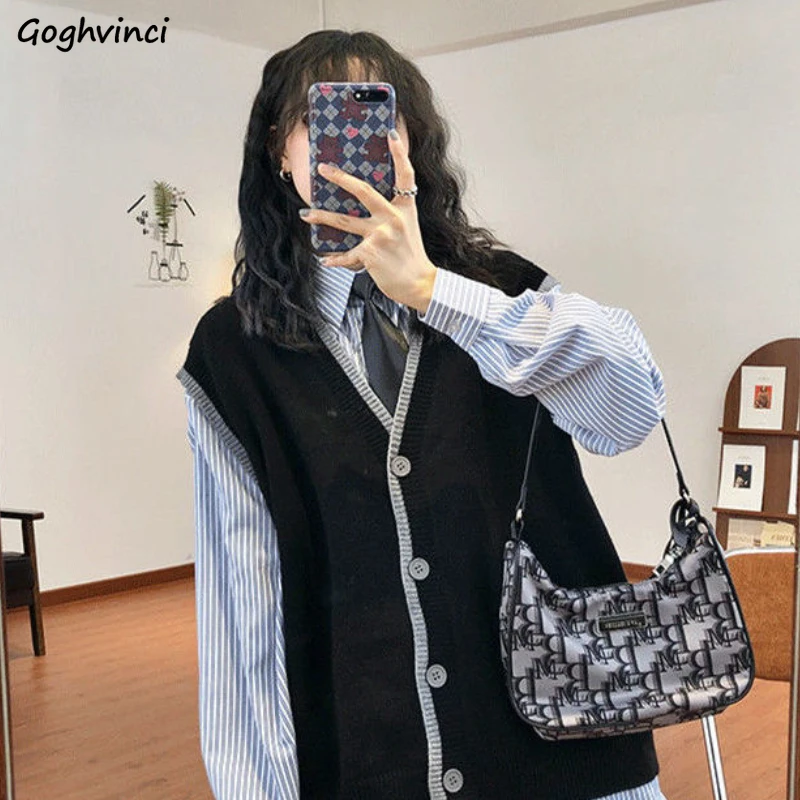 Sweater Vests Women Sing Breasted Ins Preppy Style College Girls Lovely Street Loose-fitting Casual V-neck Knitting Clothes New
Sweater Vests Women Sing Breasted Ins Preppy Style College Girls Lovely Street Loose-fitting Casual V-neck Knitting Clothes New
