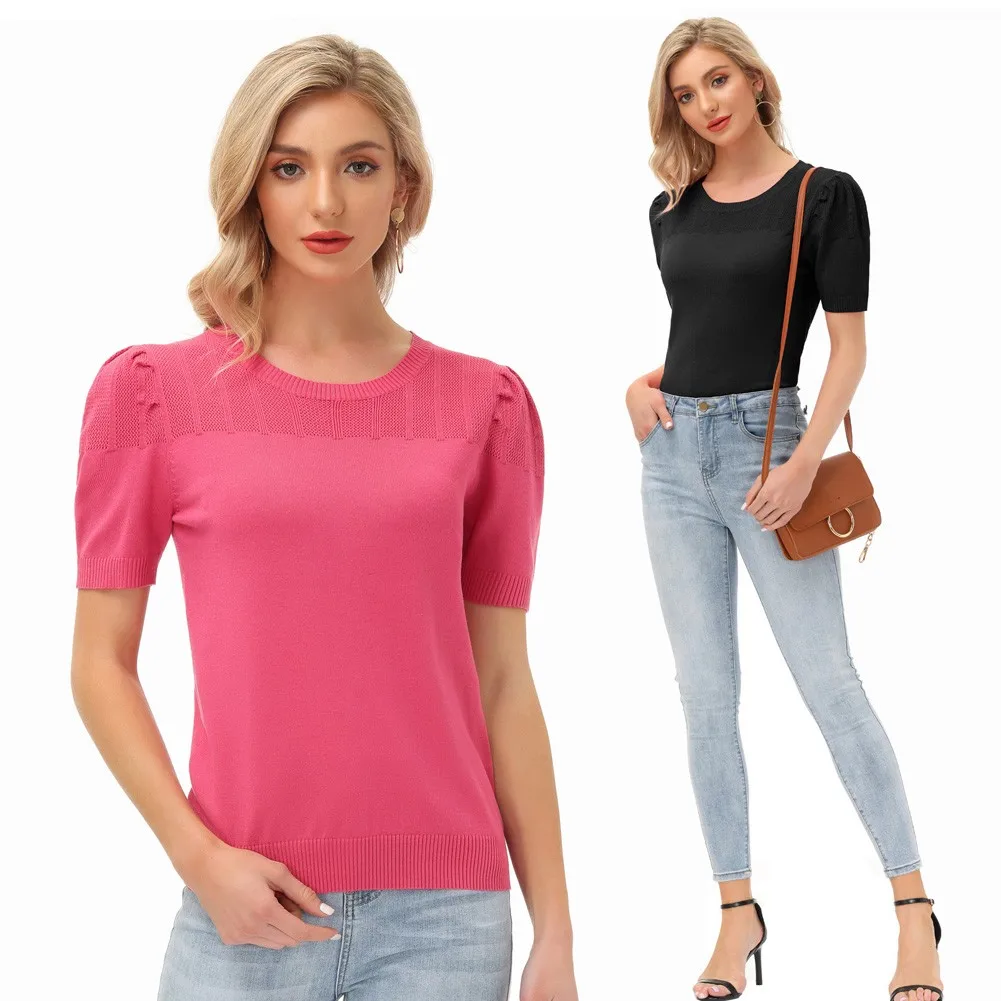 GK Women Sweater Hollowed Out T Shirt Knitted Pullovers Puffed Short Sleeve Knitwear Crew Neck Kitted Jumpers Loose Top Harajuku
GK Women Sweater Hollowed Out T Shirt Knitted Pullovers Puffed Short Sleeve Knitwear Crew Neck Kitted Jumpers Loose Top Harajuku