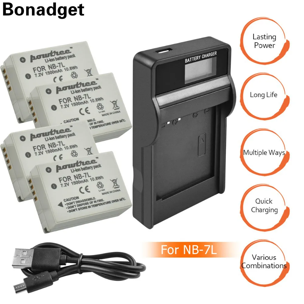 Powtree 7 2 V 1500mAh NB 7L NB7L литий ионная батарея + светодиодный зарядное устройство для Canon