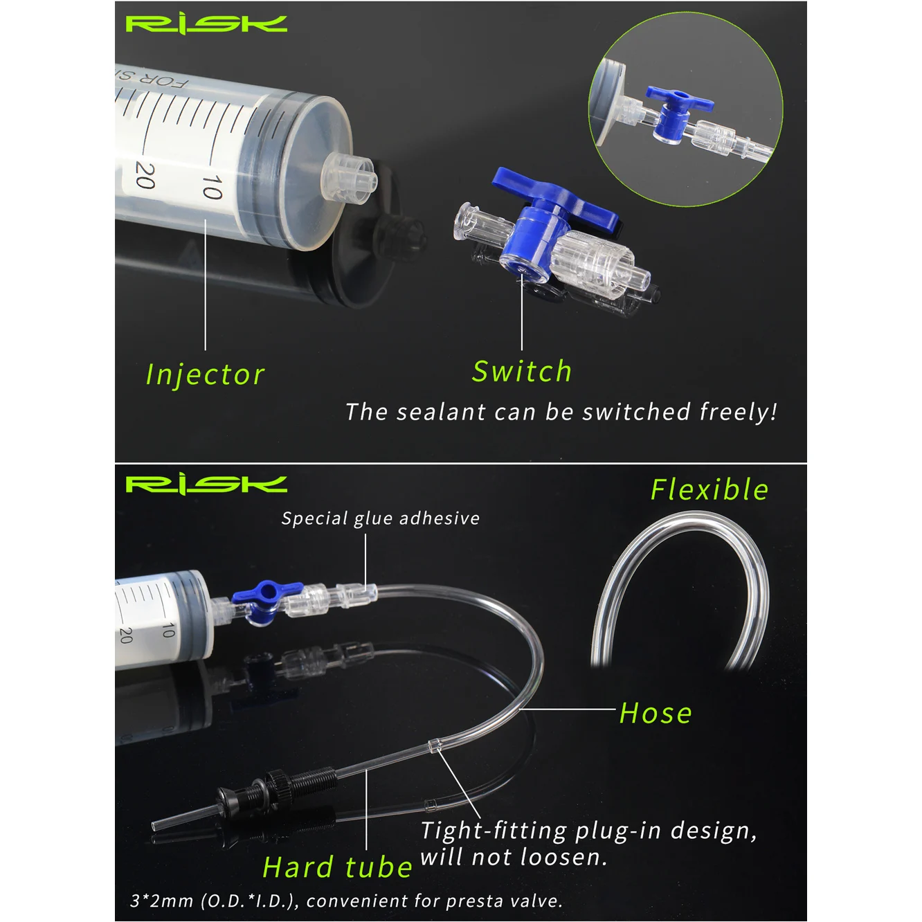 Risk Bicycle Tubeless Tire Liquid Injection Tool Sealant Syringe 60ml Vacuum Tire Tube Repair Filling MTB Road Bike Bike Tool
Risk Bicycle Tubeless Tire Liquid Injection Tool Sealant Syringe 60ml Vacuum Tire Tube Repair Filling MTB Road Bike Bike Tool
