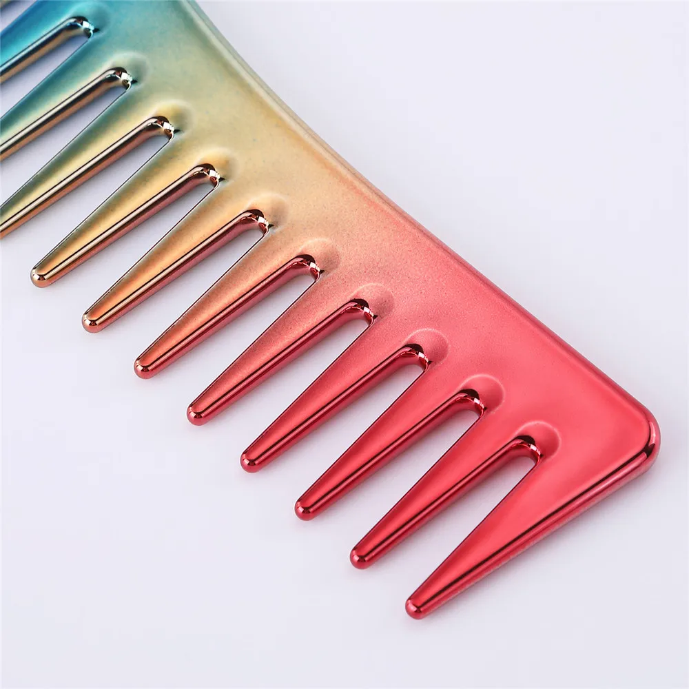 Plating Electroplating Hairdressing Comb Scalp Massage Hair Brush Large Wide Tooth Comb Haircut Tool Salon Barber Combs