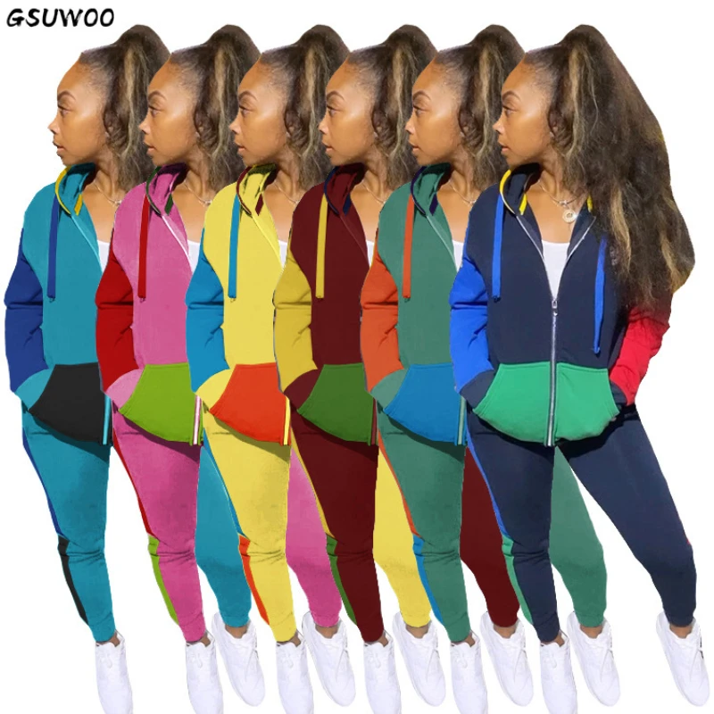 GSUWOO Color Block Patchwork Tracksuit Women Casual Zipper Hooded Jackets Top Joggers Pants Two Piece Set Outfit Sport Sweatsuit
GSUWOO Color Block Patchwork Tracksuit Women Casual Zipper Hooded Jackets Top Joggers Pants Two Piece Set Outfit Sport Sweatsuit