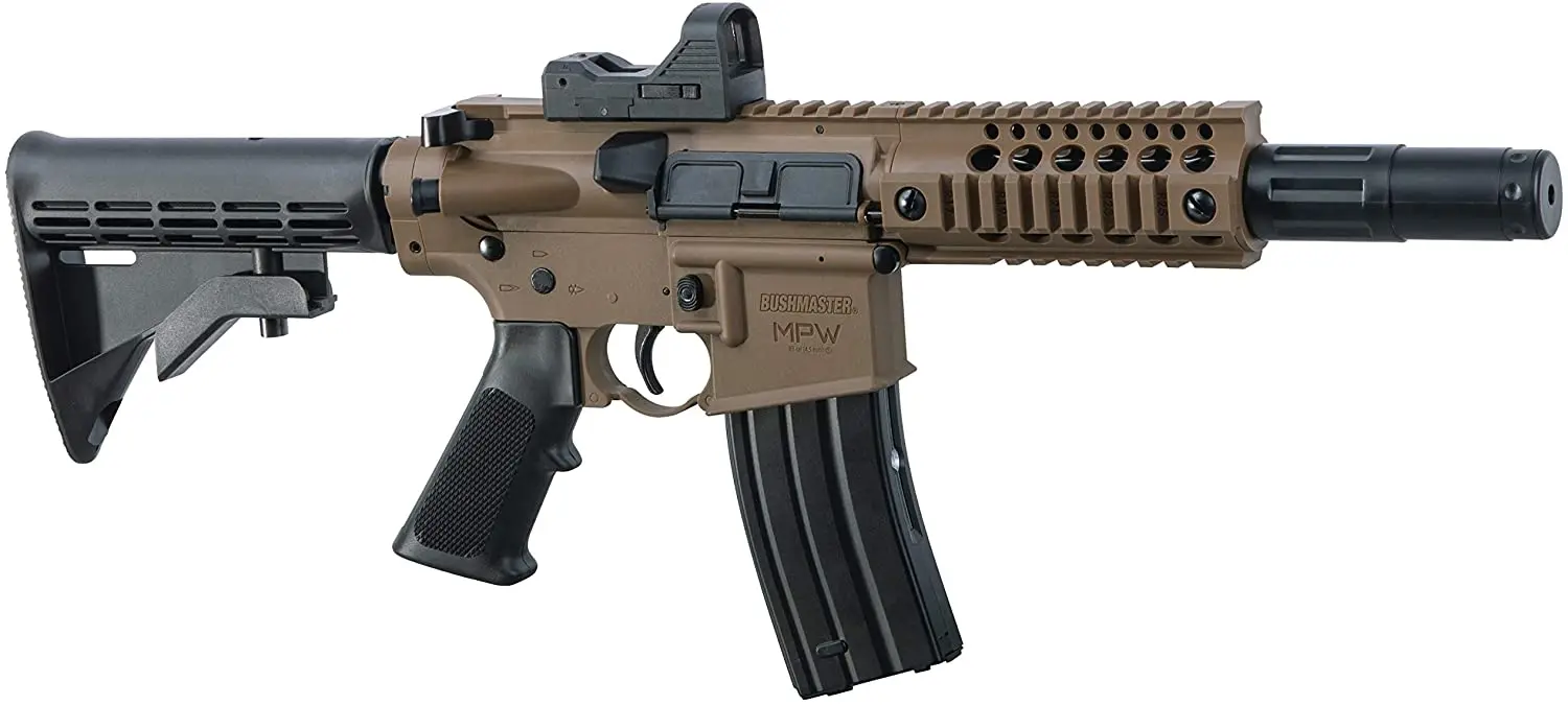 Bushmaster BMPWX Full Auto MPW CO2-Powered BB Air Rifle With Dual Action Capability And Red Dot Sight,Metal wall plate
Bushmaster BMPWX Full Auto MPW CO2-Powered BB Air Rifle With Dual Action Capability And Red Dot Sight,Metal wall plate