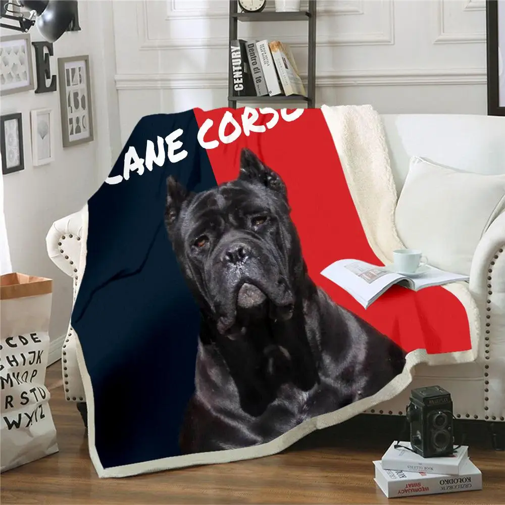 

CLOOCLPet Dog Cane Corso Double Layer Blanket 3D Christmas Gift Blanket Sherpa Blanket Fashion Throw Blanket Travel Party Quilt