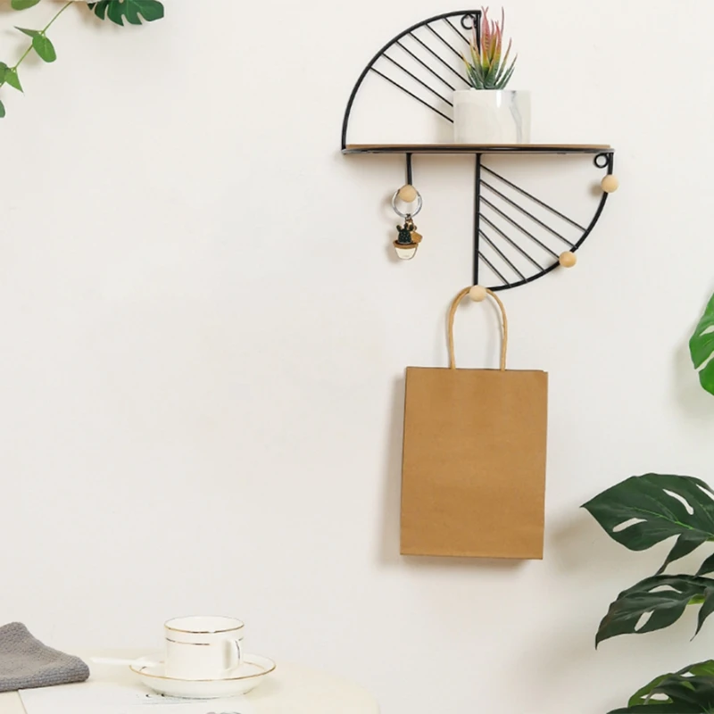 Iron and Wooden Storage Basket with Hooks, Sector Design Key Rack, Hangers Holder Wall Hook, Home Decoration (2 PCS)
Iron and Wooden Storage Basket with Hooks, Sector Design Key Rack, Hangers Holder Wall Hook, Home Decoration (2 PCS)