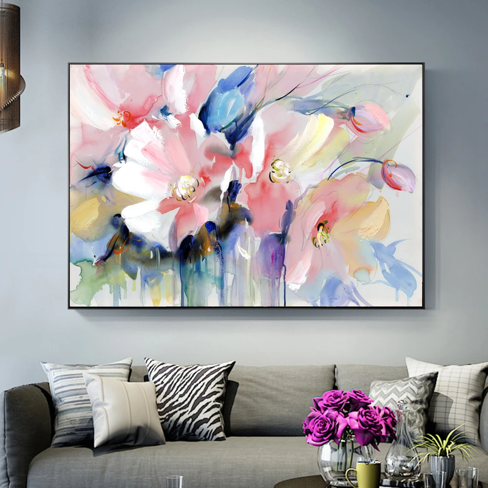 Abstract Watercolor Flower Oil Painting Print On Canvas Modern Wall Art Flower Picture For Living Room Wall Poster Cuadros Decor 
Abstract Watercolor Flower Oil Painting Print On Canvas Modern Wall Art Flower Picture For Living Room Wall Poster Cuadros Decor