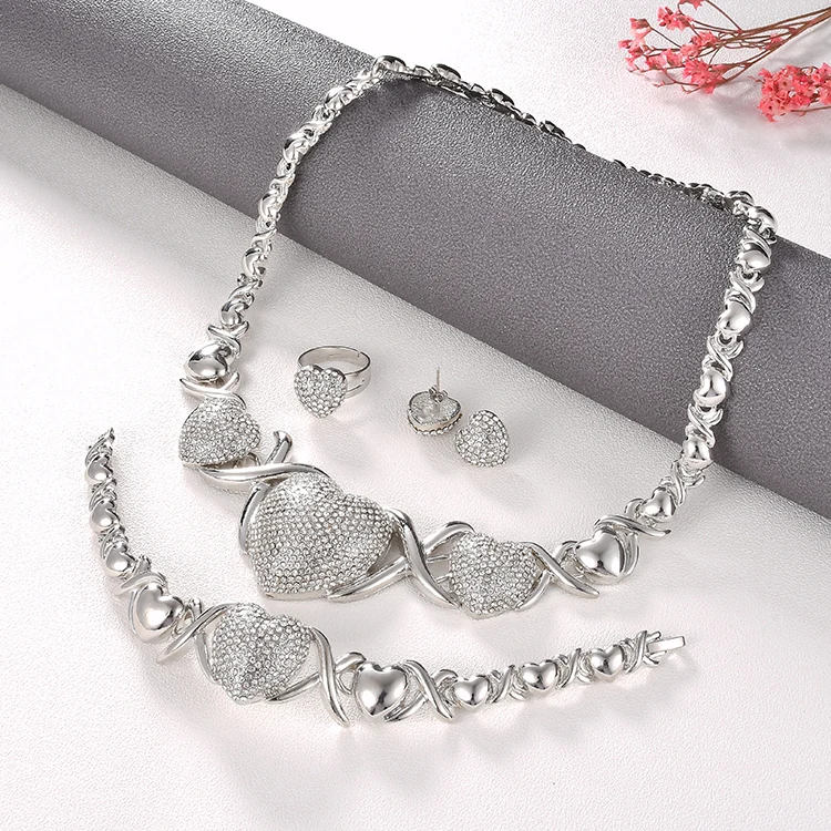 XO Set Hugs & Kisses Heart Necklace Bracelet Earrings Ring 18k Layered real gold Plated Micro Pave CZ Fashion Jewelry Set
XO Set Hugs & Kisses Heart Necklace Bracelet Earrings Ring 18k Layered real gold Plated Micro Pave CZ Fashion Jewelry Set