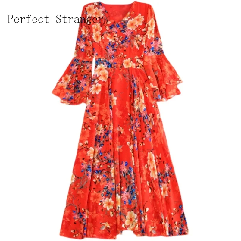2021 Summer Dress Women New Arrival Hot Sale V Collar Flare Sleeve Flower Printed Chiffon Long Dress Plus Size
2021 Summer Dress Women New Arrival Hot Sale V Collar Flare Sleeve Flower Printed Chiffon Long Dress Plus Size