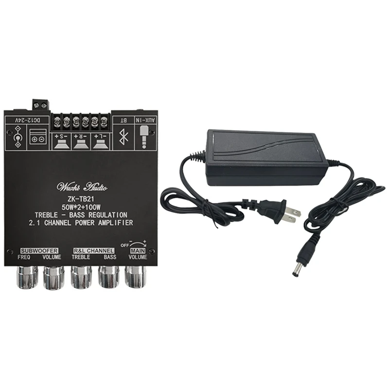 ZK-TB21 TPA3116D2 Bluetooth 5.0 Subwoofer Amplifier Board 50WX2+100W 2.1 Channel Audio Stereo Amplifier Board US Plug
ZK-TB21 TPA3116D2 Bluetooth 5.0 Subwoofer Amplifier Board 50WX2+100W 2.1 Channel Audio Stereo Amplifier Board US Plug