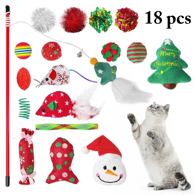 18 PCS Christmas Cat Toy Sets Funny Cat Chewing Toy Balls Interactive Kittens Teasing Exercise Play Toys Pet Cats Accessories
18 PCS Christmas Cat Toy Sets Funny Cat Chewing Toy Balls Interactive Kittens Teasing Exercise Play Toys Pet Cats Accessories