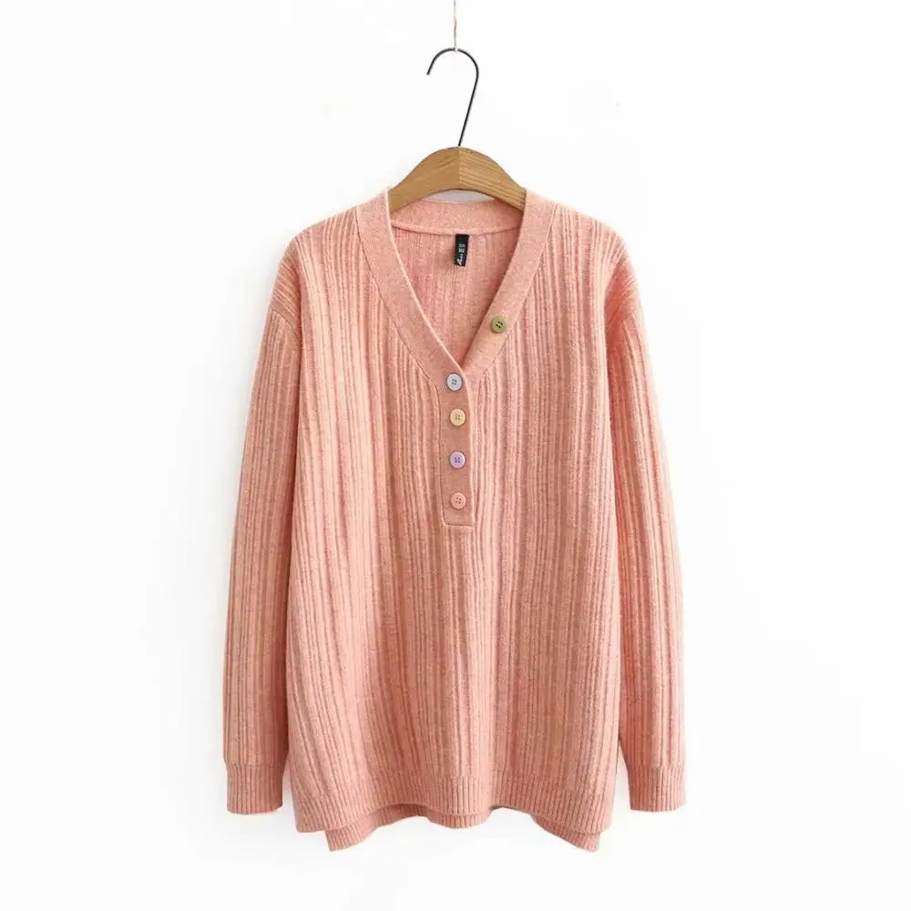 Plus size V neck button women loose sweaters 2021 new winter casual ladies pullovers sweater female tops pink brown
Plus size V neck button women loose sweaters 2021 new winter casual ladies pullovers sweater female tops pink brown
