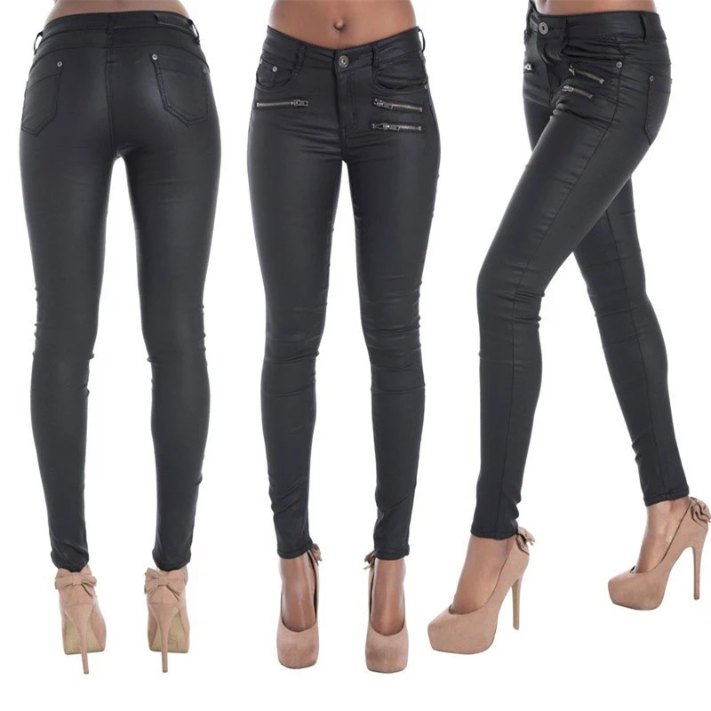 Plus Size Vintage Black Leather Zipper Stacked Skinny Pants for Women Casual Full Length High Waist Y2k Trousers Streetwear
Plus Size Vintage Black Leather Zipper Stacked Skinny Pants for Women Casual Full Length High Waist Y2k Trousers Streetwear