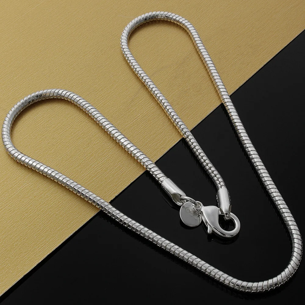Hot classic 3MM Snake Bone Chain 925 Sterling Silver Necklace For Women Men 16/18/20/22/24 Inch Wedding Fashion Jewelry Gifts
Hot classic 3MM Snake Bone Chain 925 Sterling Silver Necklace For Women Men 16/18/20/22/24 Inch Wedding Fashion Jewelry Gifts
