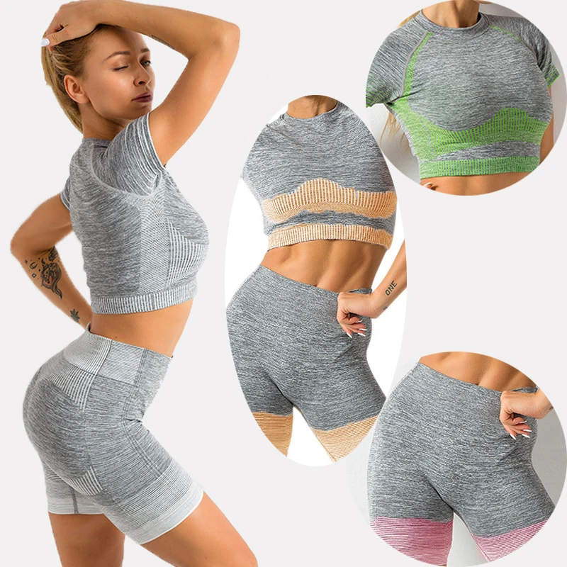 2PCS Seamless Sports Suit Ladies Two-piece Top T-shirt Leggings Sportswear Workout Suit Workout Suit Yoga Suit Gym Suit
2PCS Seamless Sports Suit Ladies Two-piece Top T-shirt Leggings Sportswear Workout Suit Workout Suit Yoga Suit Gym Suit