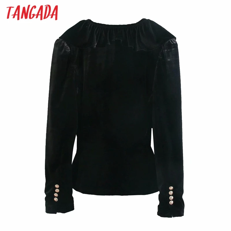 Tangada Women Solid Black Velvet Blazer Coat Vintage Ruffles Collar With Slash Female Casual Chic Tops 6P27
Tangada Women Solid Black Velvet Blazer Coat Vintage Ruffles Collar With Slash Female Casual Chic Tops 6P27