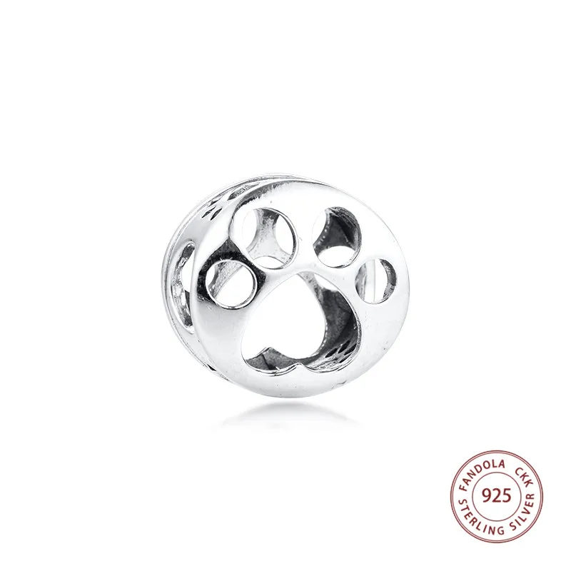 

Fits Pandora Bracelet Authentic 925 Sterling Silver Openwork Paw Print Charms Beads for Jewelry Making Women Girls DIY Kralen