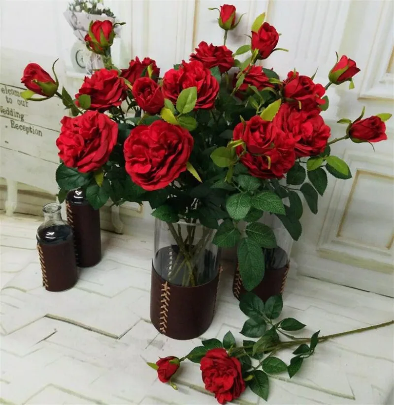 10P поддельные короткие Стволовые пионы (2 головки/шт) 21 65 "длина имитация