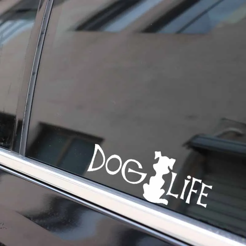 YJZT 18.2X7.5CM Dog Life Silhouette Window Car Sticker Pet Love Dogs Pawprint Puppy Vinyl Decal Black/Silver C24-1452 | Автомобили и