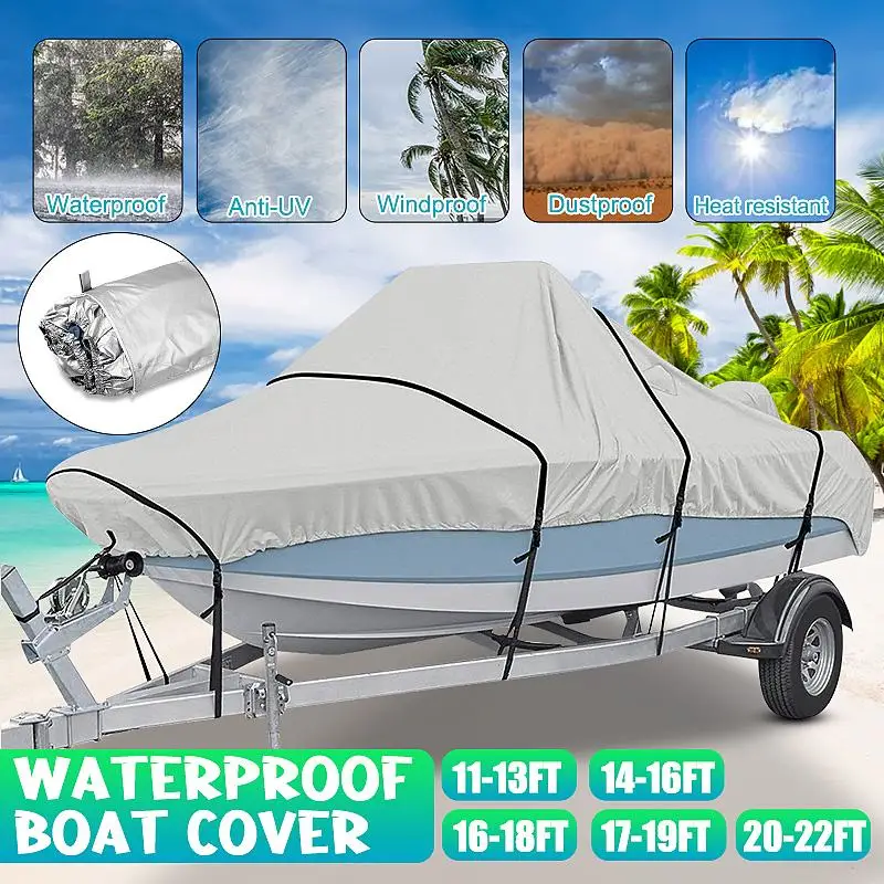 11-22ft Trailerable 300D Boat Cover Waterproof Grey Fish-Ski V-Hull Sunproof UV Protector Speedboat Canvas Boat Accessories
11-22ft Trailerable 300D Boat Cover Waterproof Grey Fish-Ski V-Hull Sunproof UV Protector Speedboat Canvas Boat Accessories
