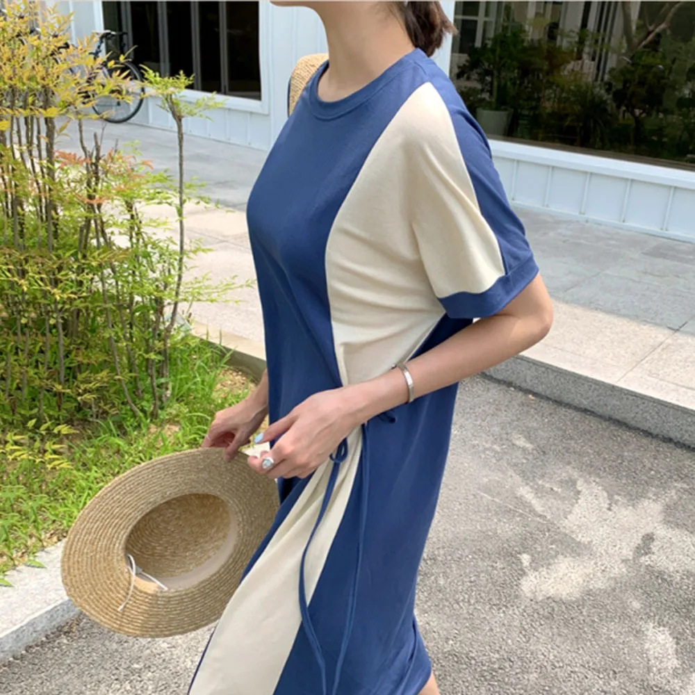 Japanese Style Summer New Casual Thin Round Neck Summer Color Contrast Splicing Women's Dress Fashion Loose Simplicity
Japanese Style Summer New Casual Thin Round Neck Summer Color Contrast Splicing Women's Dress Fashion Loose Simplicity