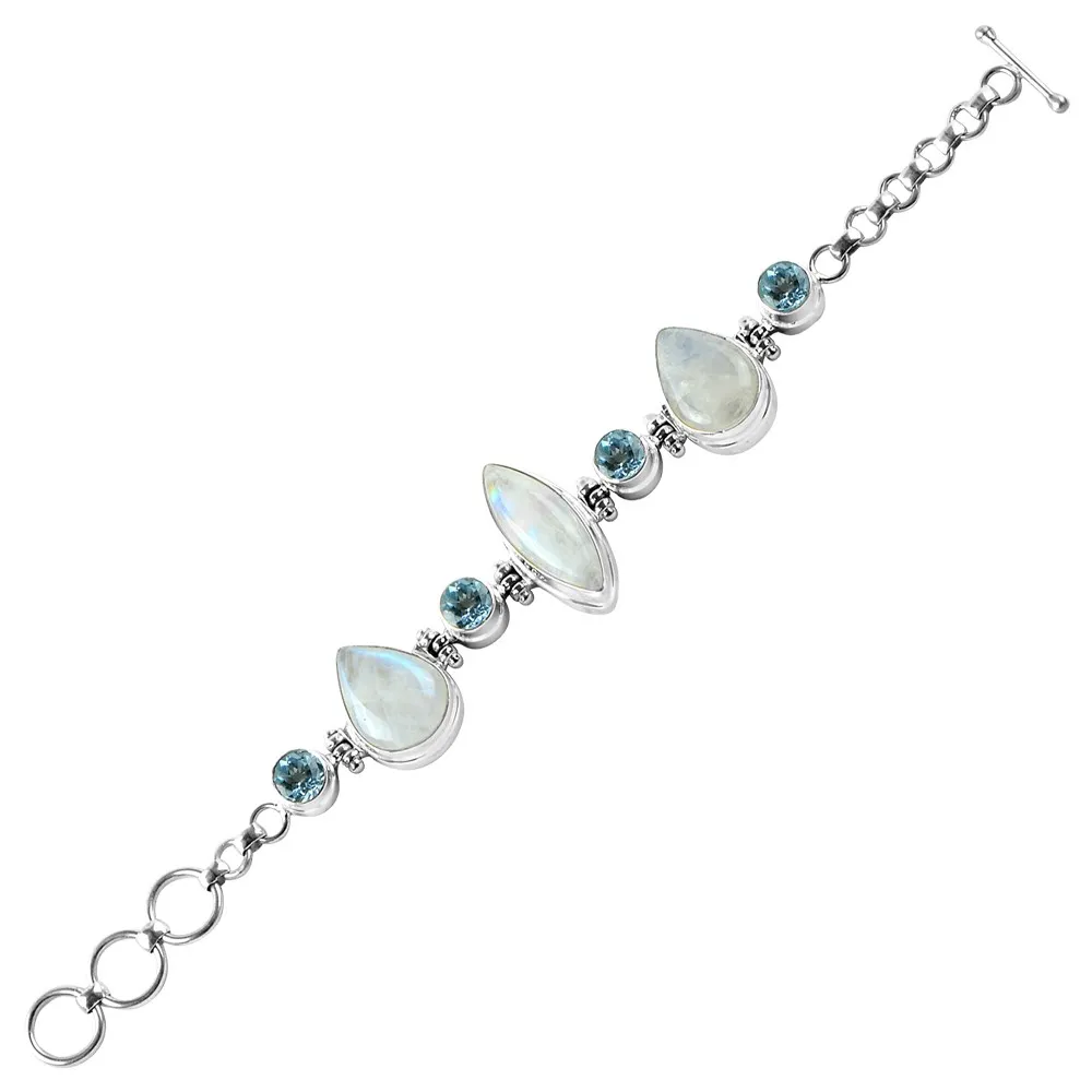 925 пробы серебряный браслет с Луной и голубым топазом
925 пробы серебряный браслет с Луной и голубым топазом