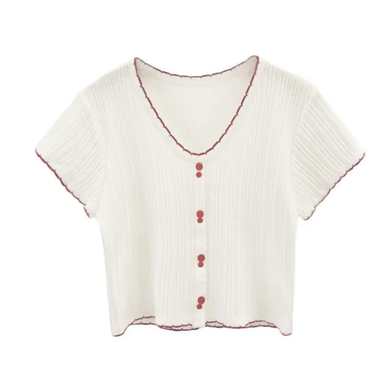 Vintage Knitting V Neck Short Sleeve T-shirt 2020 New Woman Slim Fit T Shirt Tight Tee Summer Retro Tops 3 Colors 
Vintage Knitting V Neck Short Sleeve T-shirt 2020 New Woman Slim Fit T Shirt Tight Tee Summer Retro Tops 3 Colors