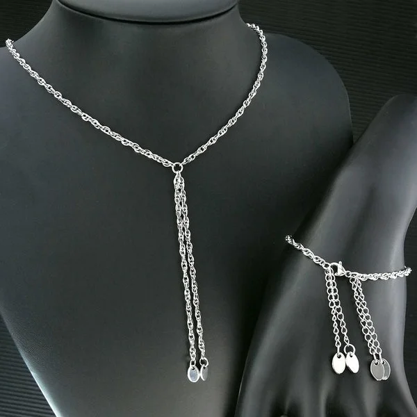Set Necklace and Bracelet / Anklet Women Lady girl Stainless Steel jewelry Adjustable
Set Necklace and Bracelet / Anklet Women Lady girl Stainless Steel jewelry Adjustable