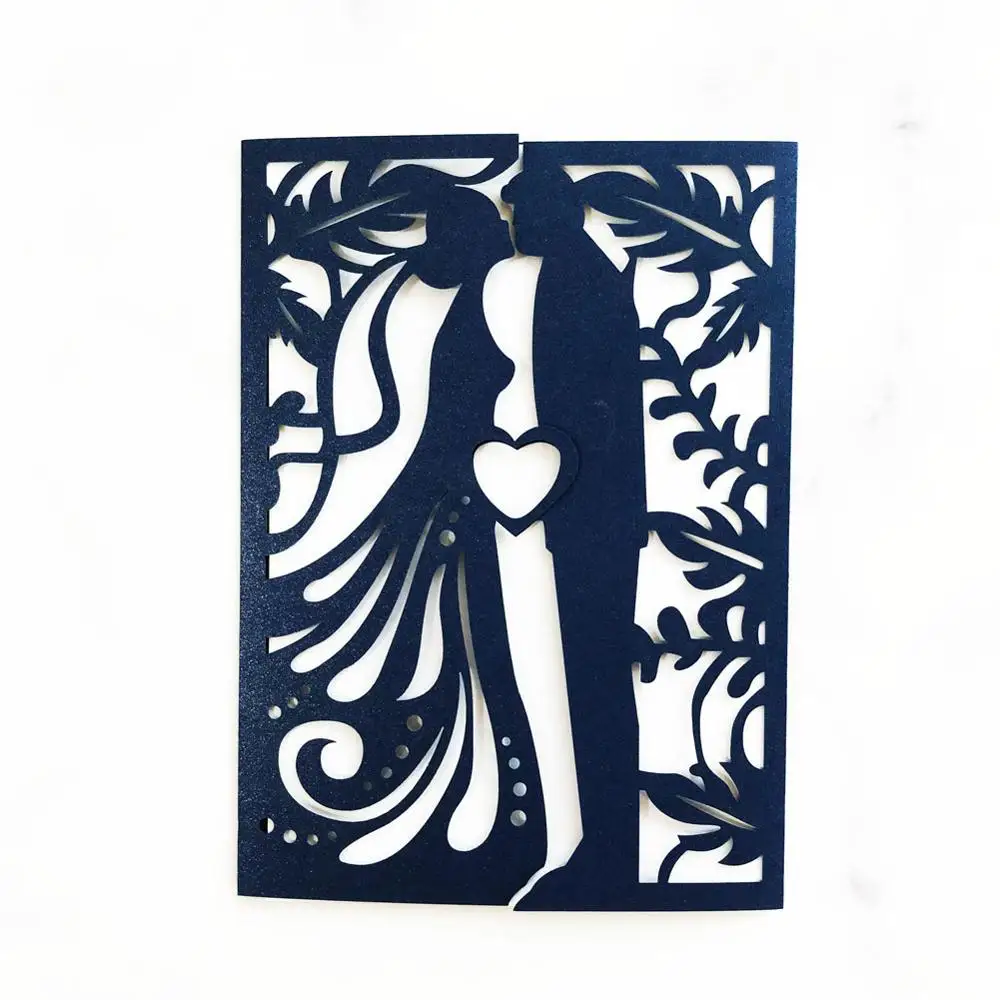 25pcs/lot Blue Pearl Paper Wedding Invitation Card, Hollow Laser Cut Bride And Groom With Heart Patterns Wedding Invitation Card
25pcs/lot Blue Pearl Paper Wedding Invitation Card, Hollow Laser Cut Bride And Groom With Heart Patterns Wedding Invitation Card