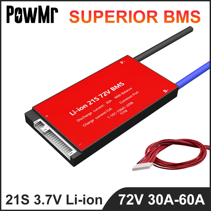 PowMr Li-ion 21S 72V 30A 40A 50A 60A PCB 3.7V 18650 BMS Lithium Battery Protection Board For Ebike Scooter Inverter With Balance
PowMr Li-ion 21S 72V 30A 40A 50A 60A PCB 3.7V 18650 BMS Lithium Battery Protection Board For Ebike Scooter Inverter With Balance