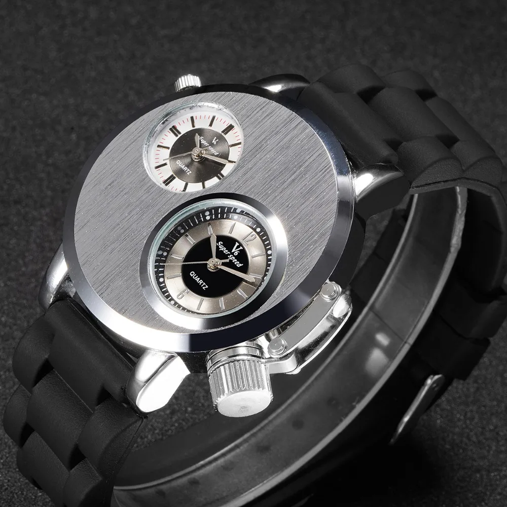 2020 Fashion Quartz Men Wristwatches Gusseisen Case Dual Quartz Movements 2 Dials Sport Silicon Band Military Watch
2020 Fashion Quartz Men Wristwatches Gusseisen Case Dual Quartz Movements 2 Dials Sport Silicon Band Military Watch