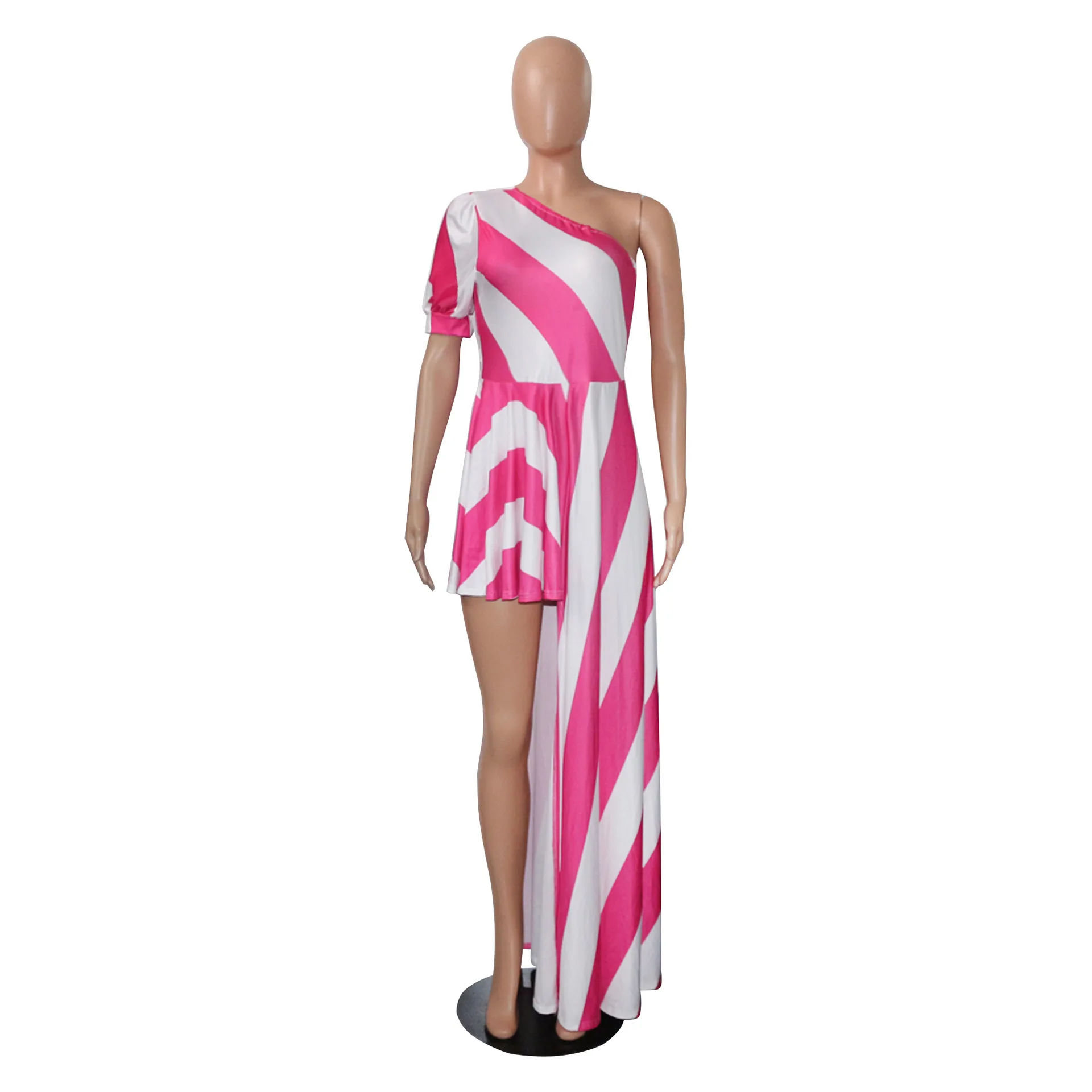 Striped Print Dress Large Size Women's Slanted Shoulder Asymmetrical Sleeve Fashion Sexy All-Match Irregular Long Skirt 2021 New
Striped Print Dress Large Size Women's Slanted Shoulder Asymmetrical Sleeve Fashion Sexy All-Match Irregular Long Skirt 2021 New