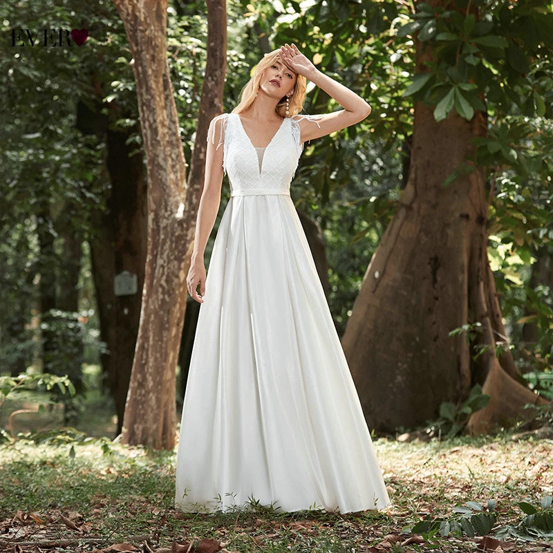 Wedding Dresses For Women Ever Pretty New Elegant A Line V Neck Sleeveless Tassel Grid Wedding Gowns Robe Satin Longue EP00313CR
Wedding Dresses For Women Ever Pretty New Elegant A Line V Neck Sleeveless Tassel Grid Wedding Gowns Robe Satin Longue EP00313CR