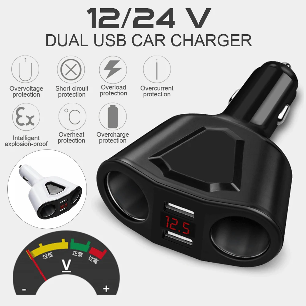 Car Charger USB Cigarette Lighter QC Fast Charging Splitter Cigarette Lighter Charger Adapter Socket Rotatable Digital Voltage
Car Charger USB Cigarette Lighter QC Fast Charging Splitter Cigarette Lighter Charger Adapter Socket Rotatable Digital Voltage