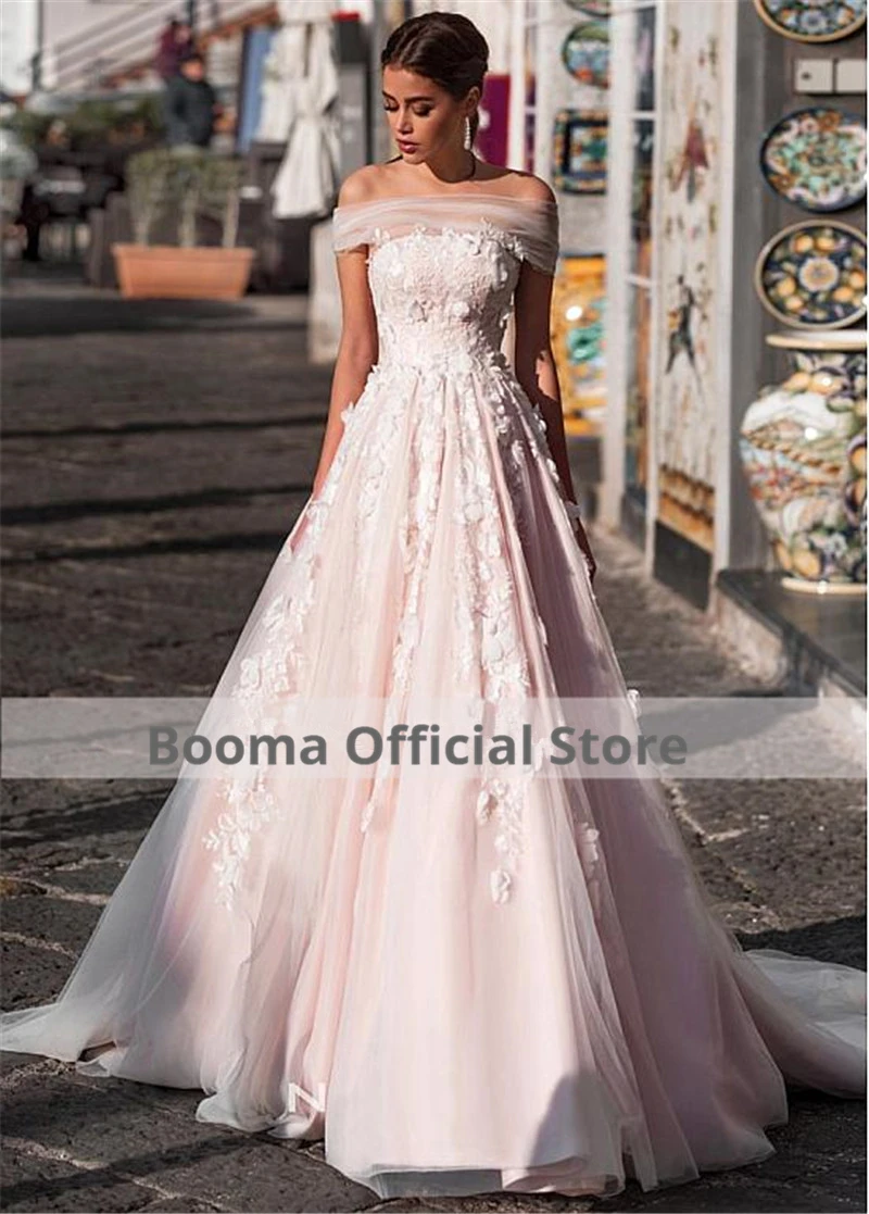 Booma Ball Gowns Pink Wedding Dresses Backless Shiny Tulle Elegant Lace Appliqued Princess Bridal Gowns vestido de noiva
Booma Ball Gowns Pink Wedding Dresses Backless Shiny Tulle Elegant Lace Appliqued Princess Bridal Gowns vestido de noiva