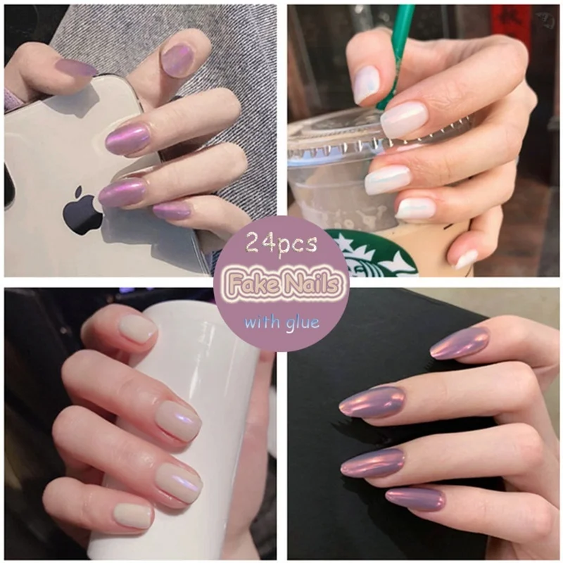 24pc Violet Clear Light Powder False Nails with Nail Glue Aurora Color Laser Wearable Fake Nails Removable Waterproof False Nail
24pc Violet Clear Light Powder False Nails with Nail Glue Aurora Color Laser Wearable Fake Nails Removable Waterproof False Nail