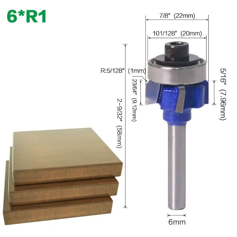 

2021 New 6mm Shank Router Bit R1/R2/R3 4 Teeth Edge Trimmer Woodwork Milling Cutter Knife