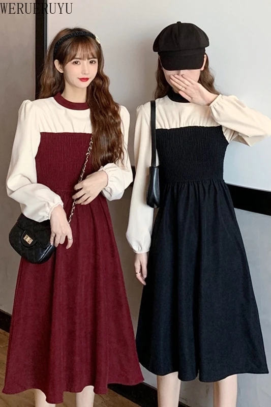 WERUERUYU Vintage Women Dress Puff Long Sleeve Dresses 2020 Spring Korean 
WERUERUYU Vintage Women Dress Puff Long Sleeve Dresses 2020 Spring Korean