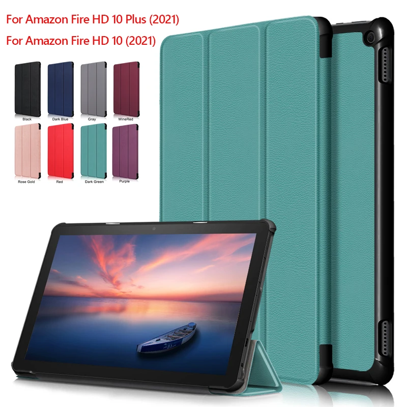 Однотонный чехол для Amazon Fire HD 10 2021 / Fire HD 10 Plus 2021 10,1 дюйма, тонкий магнитный складной чехол-подставка из искусственной кожи
Однотонный чехол для Amazon Fire HD 10 2021 / Fire HD 10 Plus 2021 10,1 дюйма, тонкий магнитный складной чехол-подставка из искусственной кожи