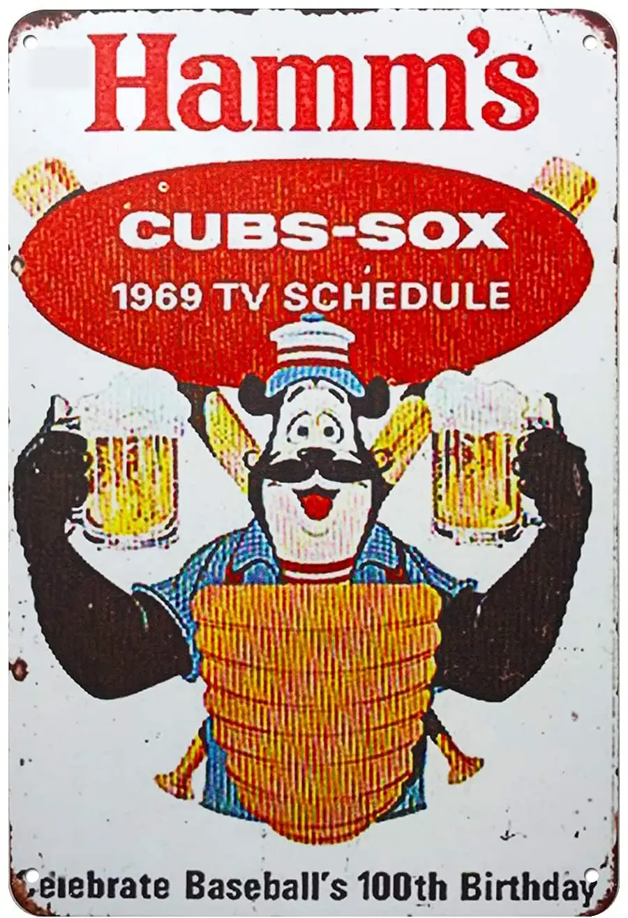 Metal Wall Sign Hamm's Cubs-sox 1969 TV Schedule Poster Tin Sign Home Bar Bistro Wall Decoration Vintage Metal Plate 12*8 Inch
Metal Wall Sign Hamm's Cubs-sox 1969 TV Schedule Poster Tin Sign Home Bar Bistro Wall Decoration Vintage Metal Plate 12*8 Inch