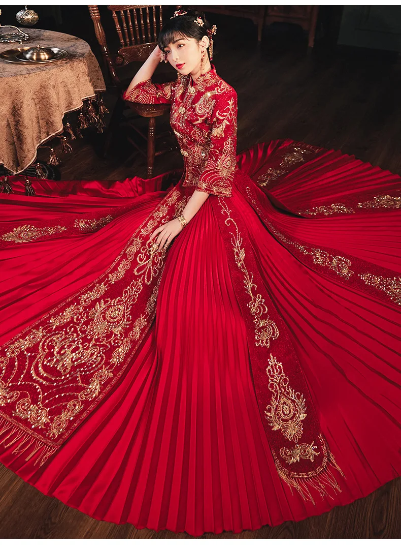 Женский костюм Ципао цвета шампанского в классическом восточном стиле, свадебное платье для невесты с вышивкой, костюм для свадьбы
Женский костюм Ципао цвета шампанского в классическом восточном стиле, свадебное платье для невесты с вышивкой, костюм для свадьбы