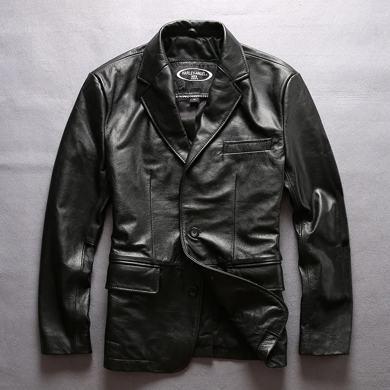 2022 Fashion brand blazer genuine leather jacket men's slim fit real leather Suit turn down collar men casual leather coat 
2022 Fashion brand blazer genuine leather jacket men's slim fit real leather Suit turn down collar men casual leather coat